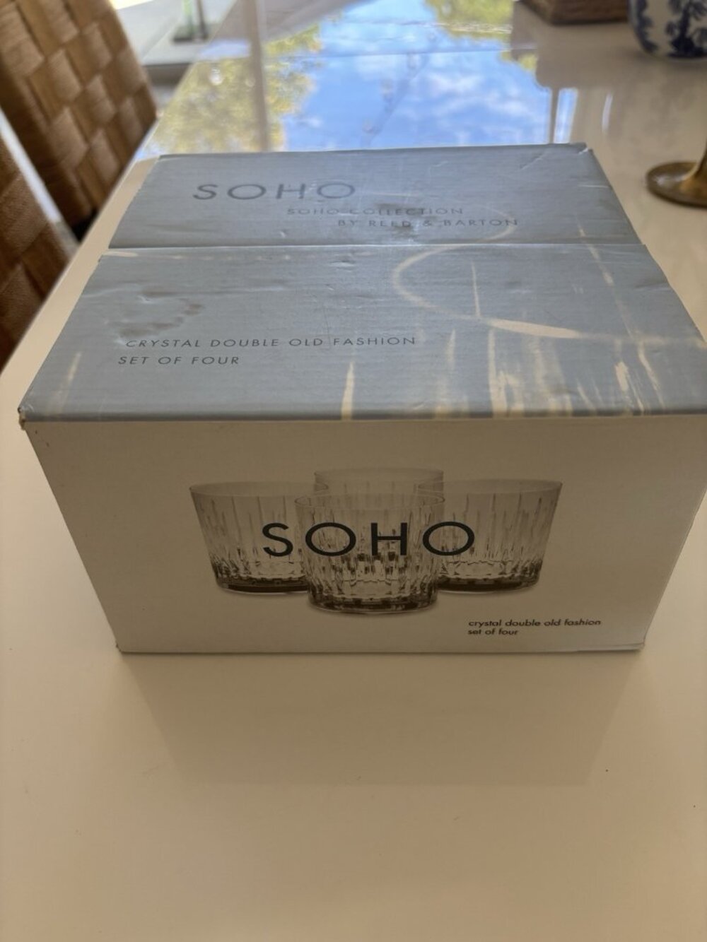 NEW SOHO 4 CRYSTAL Double Old-Fashioned Rocks Whisky Glass Reed Barton Glasses